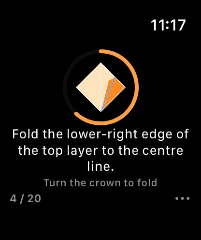 Apple Watch folding screen with the progress ring around the paper