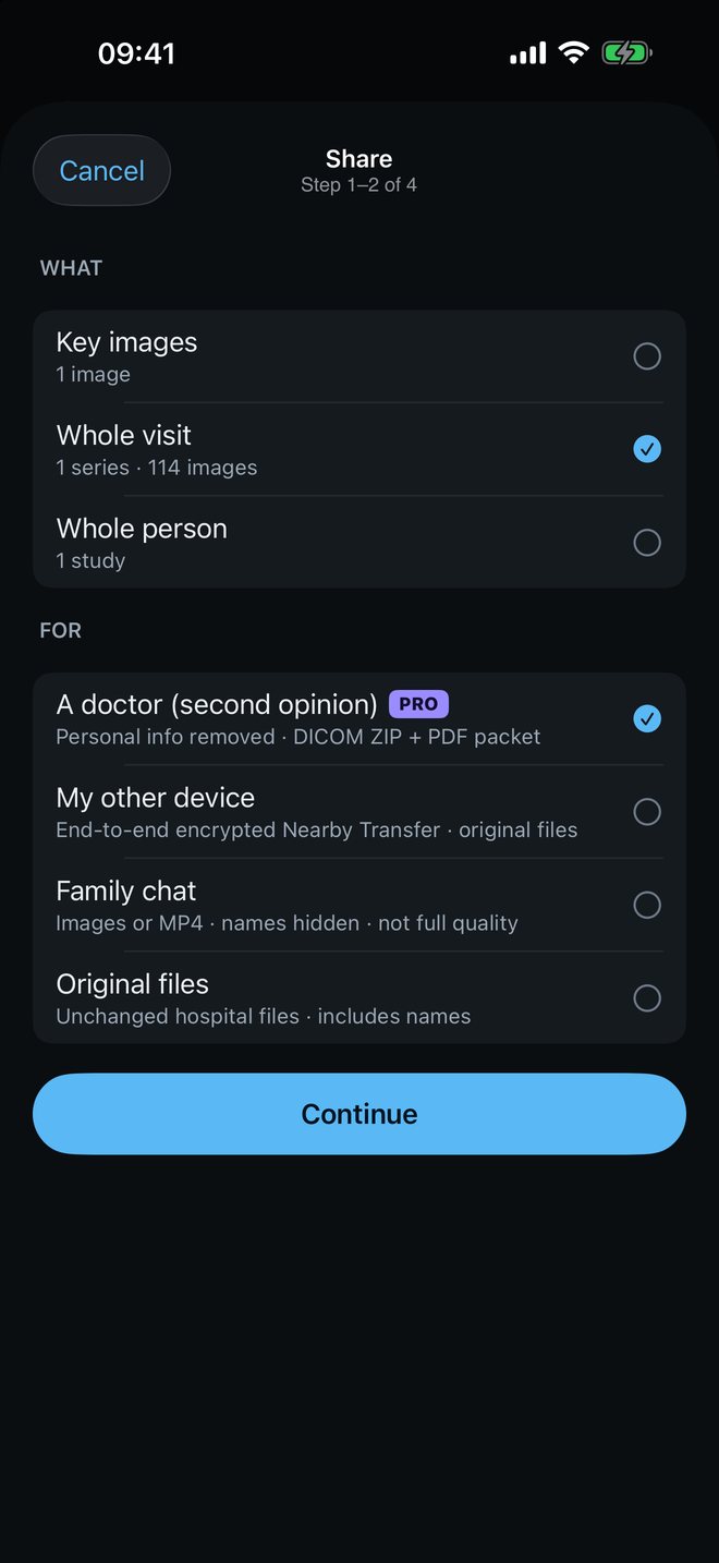 Clean Share in Raykin, preparing a copy of a visit with personal details removed