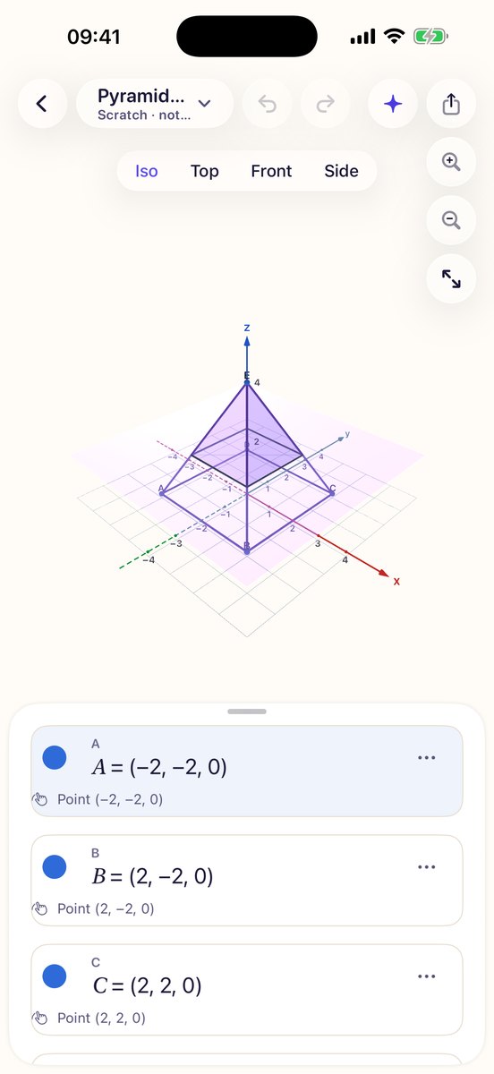 A pyramid with a cross-section in 3D